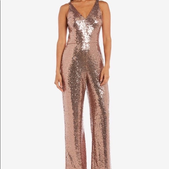 Nwt Nightway sequined jumpsuit champagne copper color - Picture 6 of 6